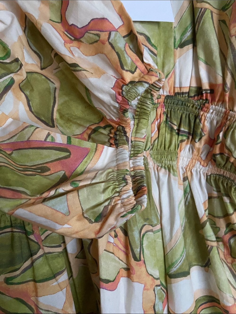 Misa Los Angeles Senia Dress, Green & Cream Floral Print. Brand New (Size LG) - Picture 6 of 7